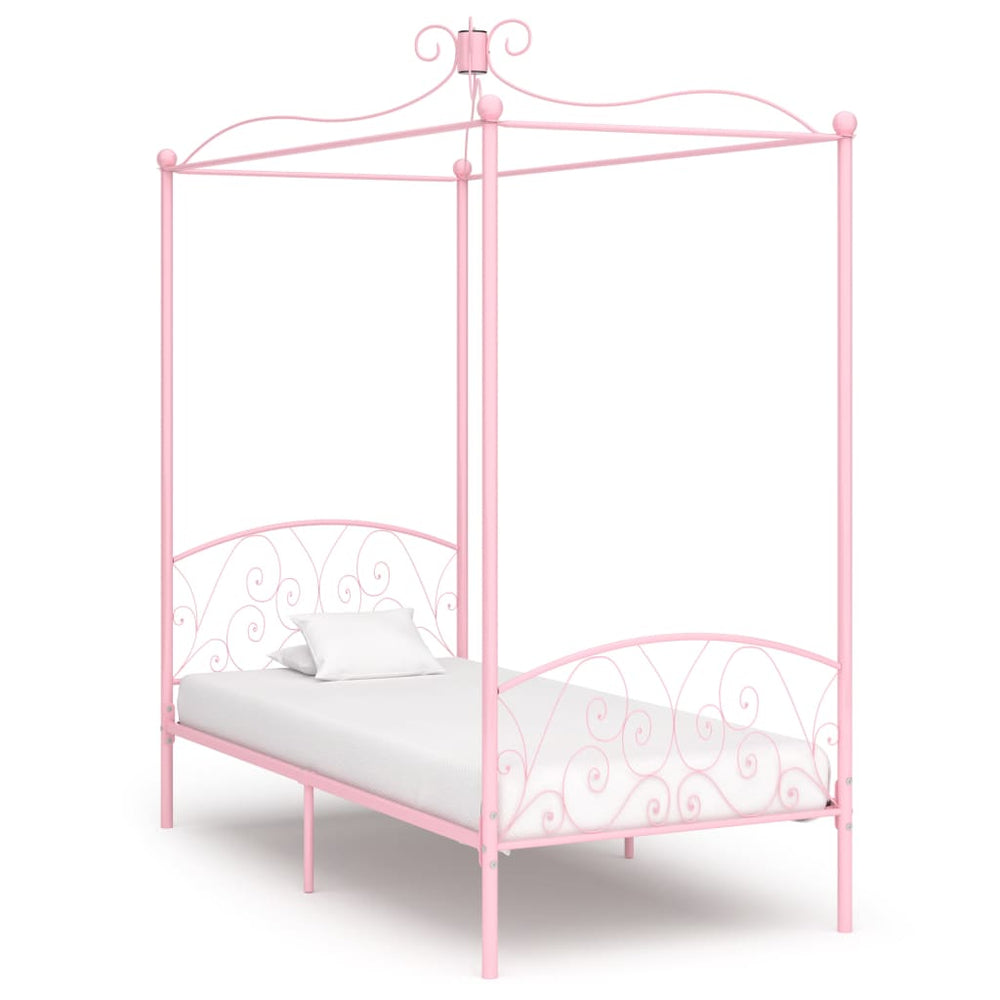 Hemelbedframe metaal roze 100x200 cm