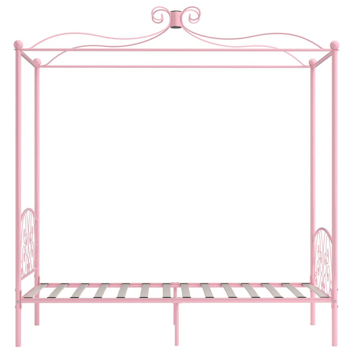 Hemelbedframe metaal roze 100x200 cm