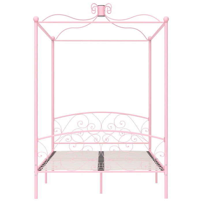 Hemelbedframe metaal roze 140x200 cm