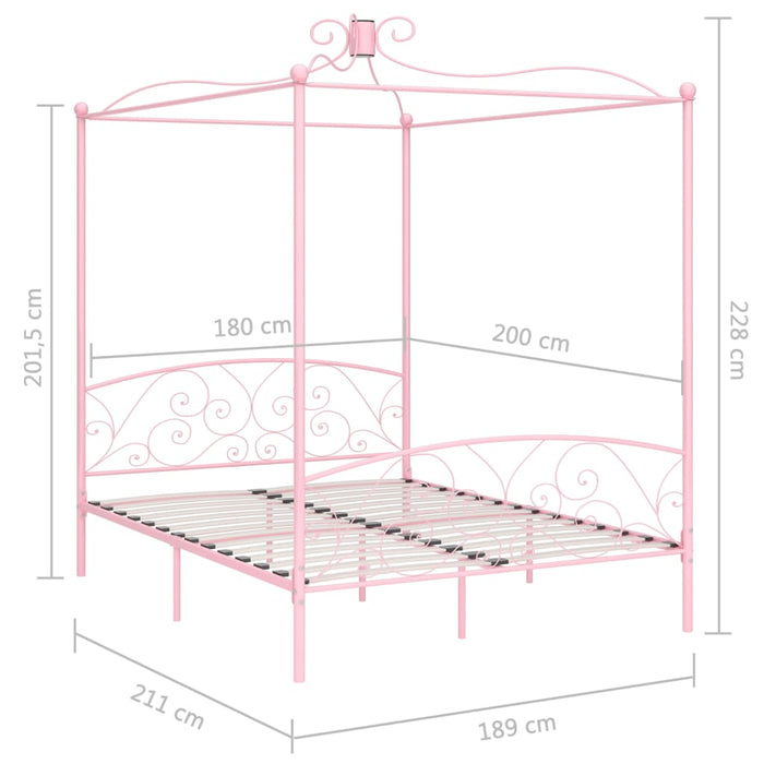 Hemelbedframe metaal roze 180x200 cm