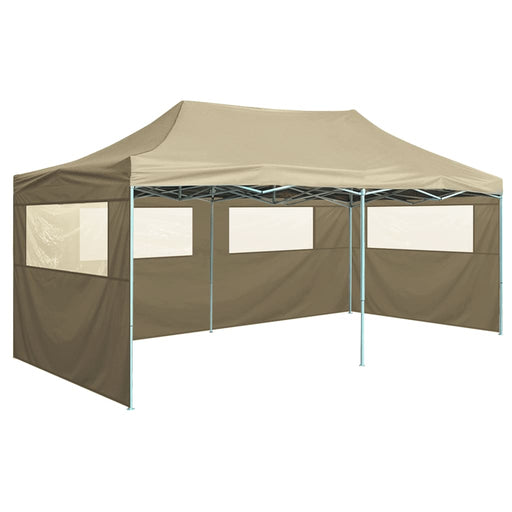 Partytent met 4 zijwanden inklapbaar 3x6 m staal crème