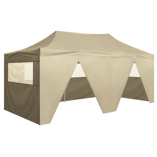 Partytent met 4 zijwanden inklapbaar 3x6 m staal crème