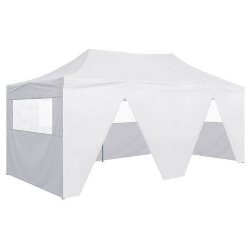 Partytent met 4 zijwanden inklapbaar 3x6 m staal wit