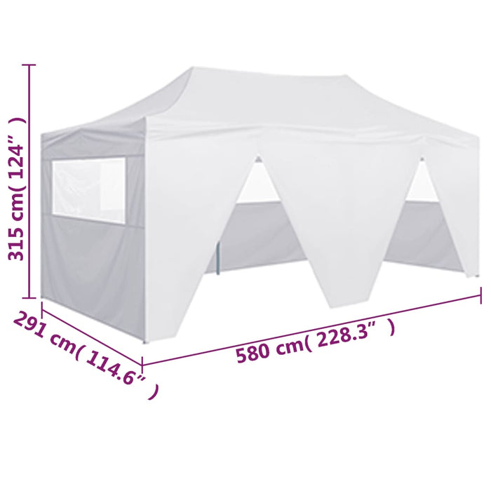 Partytent met 4 zijwanden inklapbaar 3x6 m staal wit