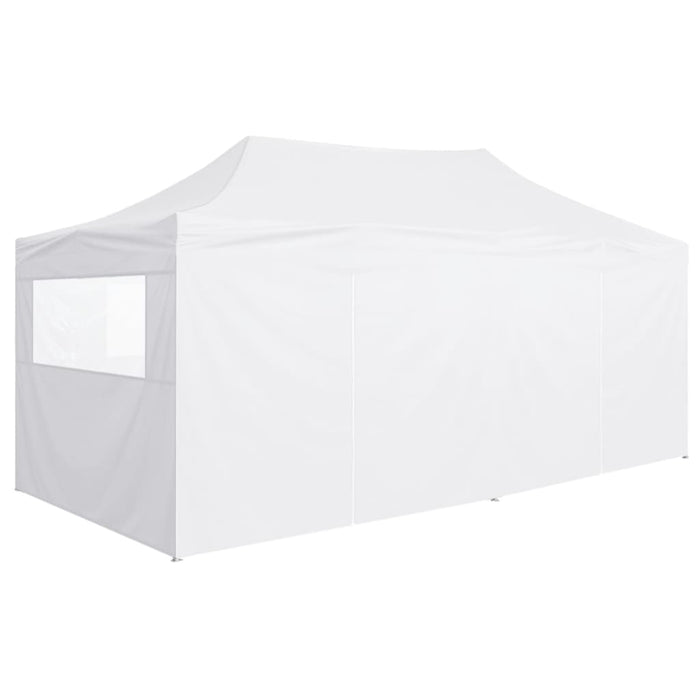 Partytent met 4 zijwanden inklapbaar 3x6 m staal wit