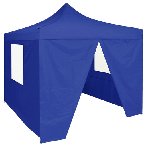 Partytent met 4 zijwanden inklapbaar 2x2 m staal blauw