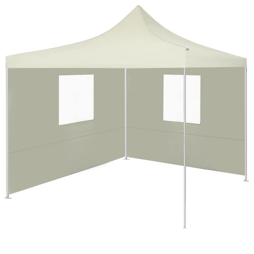 Partytent met 2 zijwanden inklapbaar 2x2 m staal crème