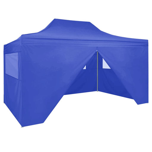 Partytent met 4 zijwanden inklapbaar 3x4 m staal blauw