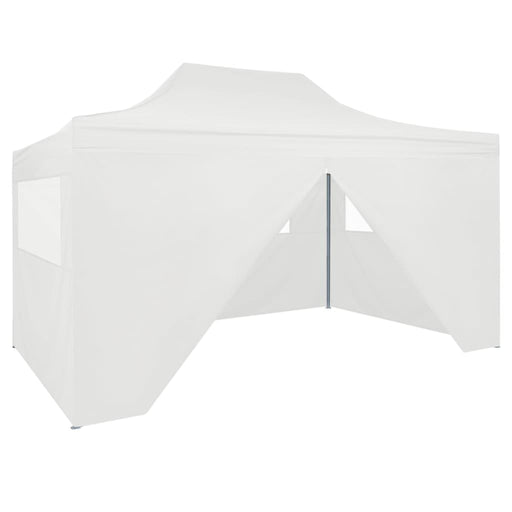 Partytent met 4 zijwanden inklapbaar 3x4 m staal wit