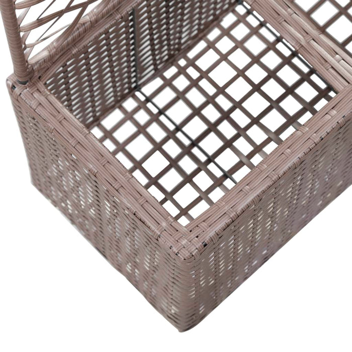 Latwerkplantenbak verhoogd met potten 58x30x107 cm rattan bruin