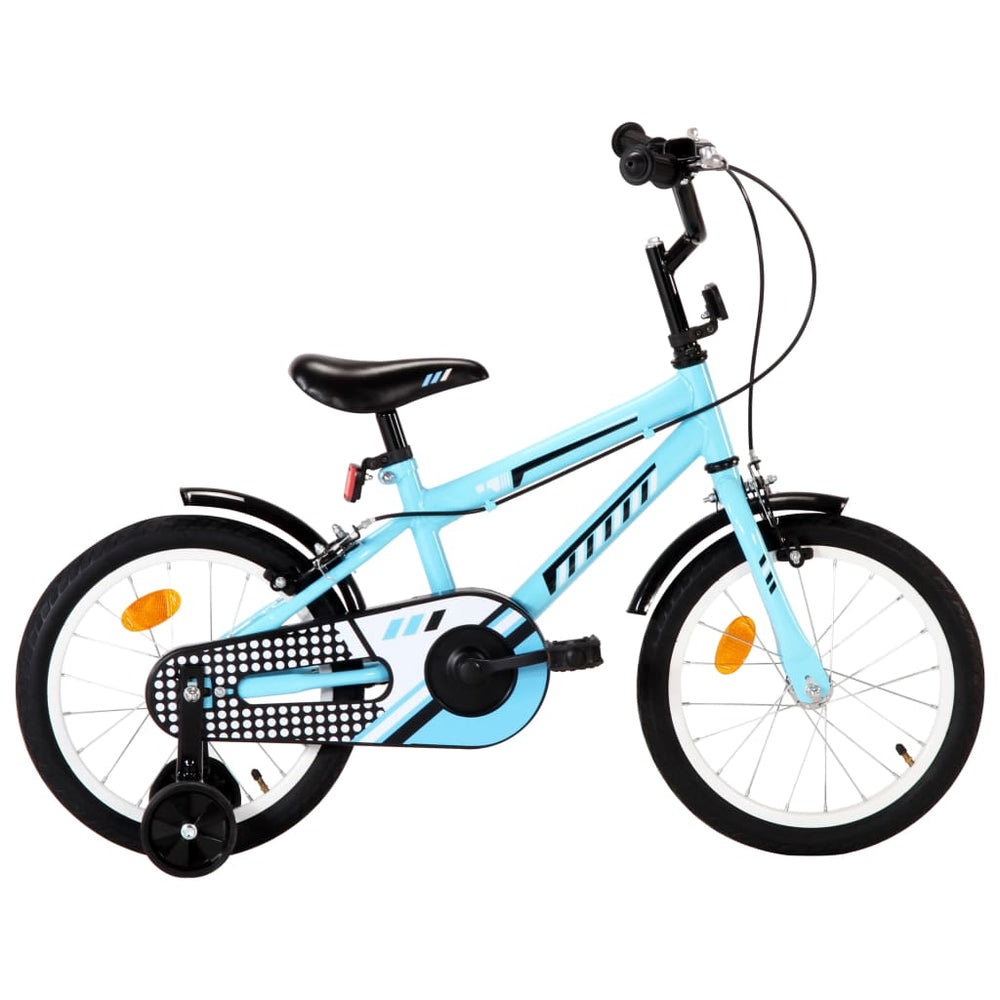 Kinderfiets 16 inch zwart en blauw