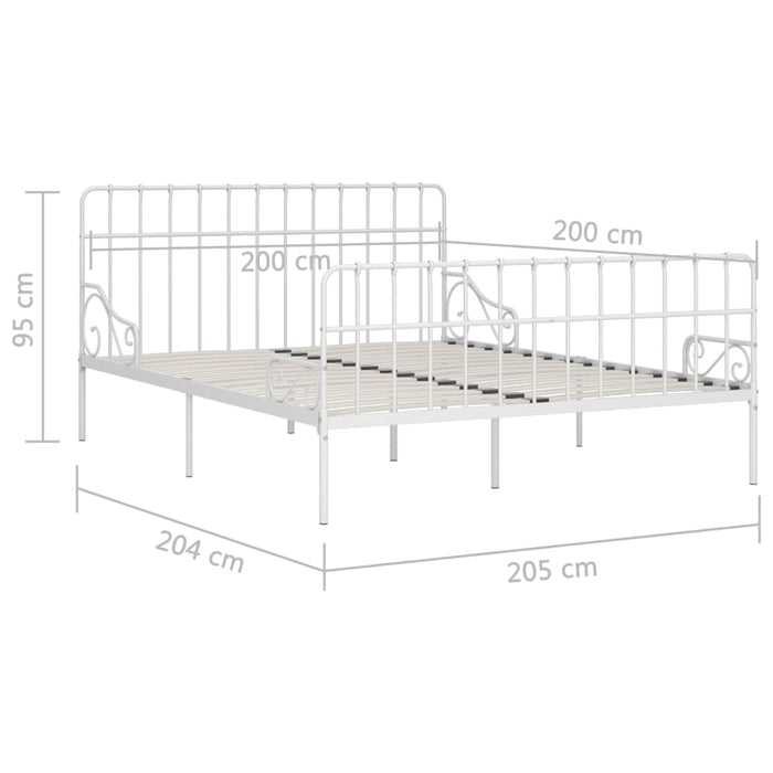 Bedframe met lattenbodem metaal wit 200x200 cm