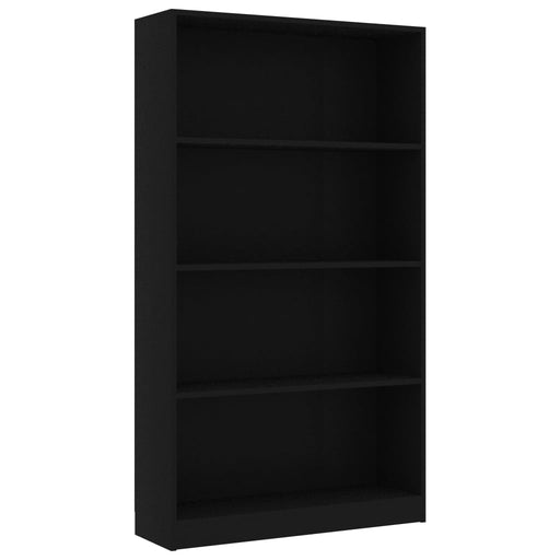 Boekenkast met 4 schappen 80x24x142 cm bewerkt hout zwart