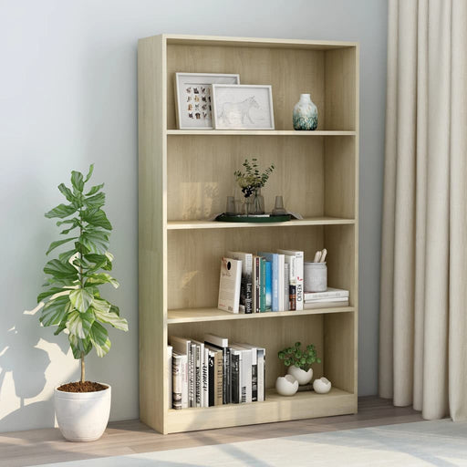 Boekenkast met 4 schappen 80x24x142 cm bewerkt hout sonoma eik