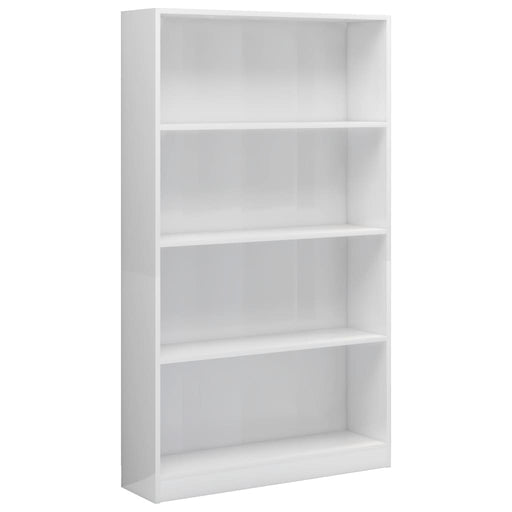 Boekenkast 4 schappen 80x24x142 cm bewerkt hout hoogglans wit