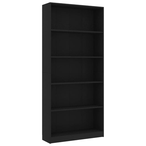 Boekenkast met 5 schappen 80x24x175 cm bewerkt hout zwart