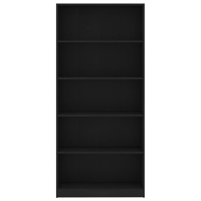 Boekenkast met 5 schappen 80x24x175 cm bewerkt hout zwart
