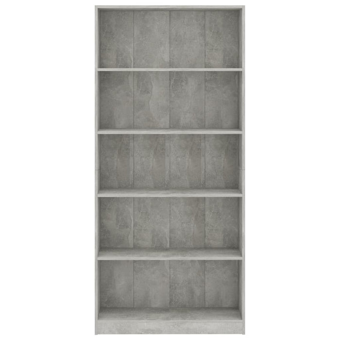 Boekenkast met 5 schappen 80x24x175 cm bewerkt hout betongrijs