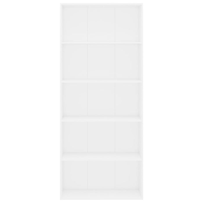 Boekenkast met 5 schappen 80x30x189 cm spaanplaat wit