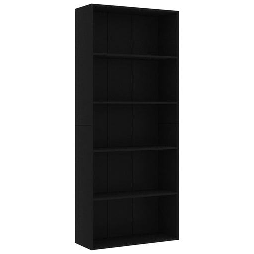 Boekenkast met 5 schappen 80x30x189 cm spaanplaat zwart