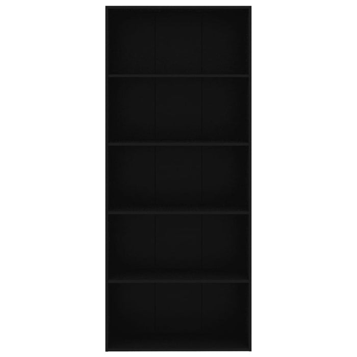 Boekenkast met 5 schappen 80x30x189 cm spaanplaat zwart