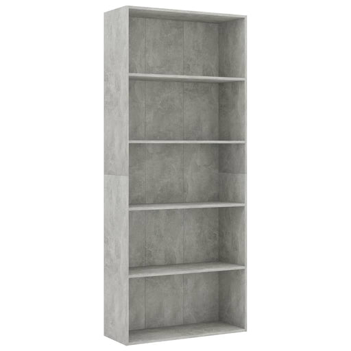 Boekenkast met 5 schappen 80x30x189 cm spaanplaat betongrijs