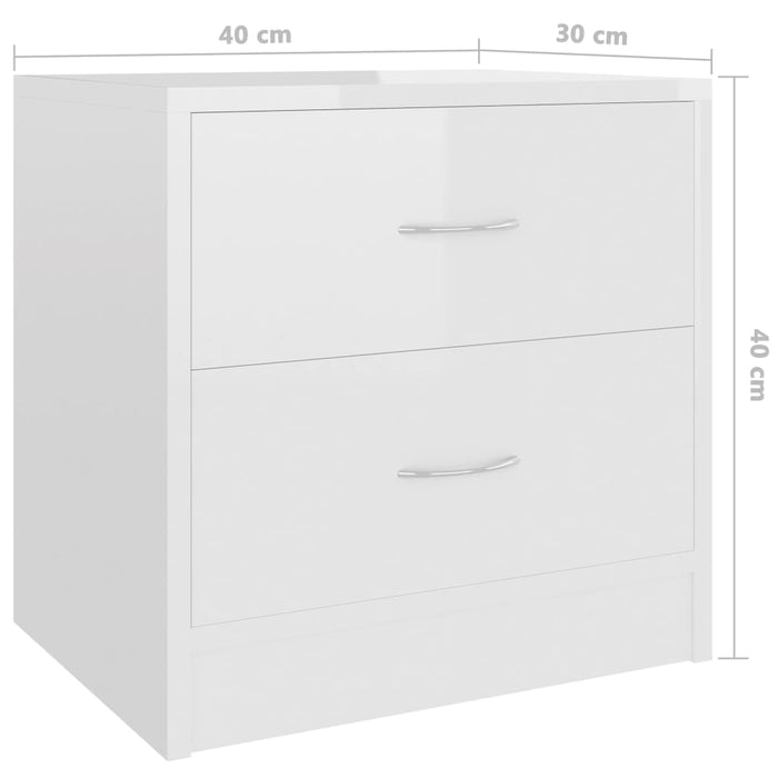 Nachtkastjes 2 st 40x30x40 cm spaanplaat hoogglans wit