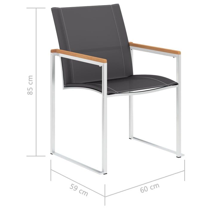 Tuinstoelen 4 st textileen en roestvrij staal grijs