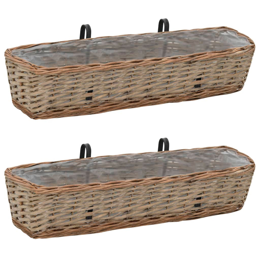 Balkonbakken 2 st 80 cm wicker met PE-voering