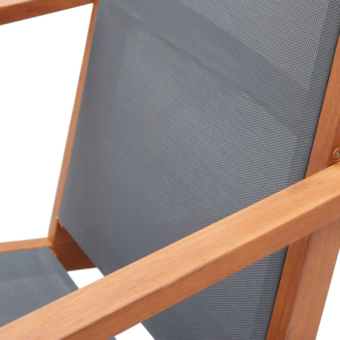 Loungestoel massief eucalyptushout en textileen grijs