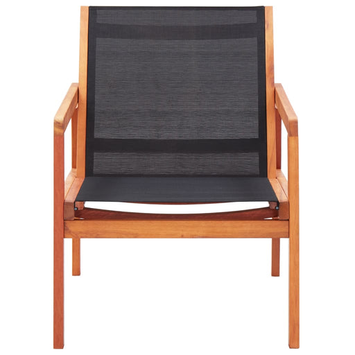 Loungestoel massief eucalyptushout en textileen zwart