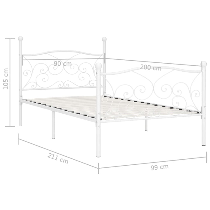 Bedframe met lattenbodem metaal wit 90x200 cm