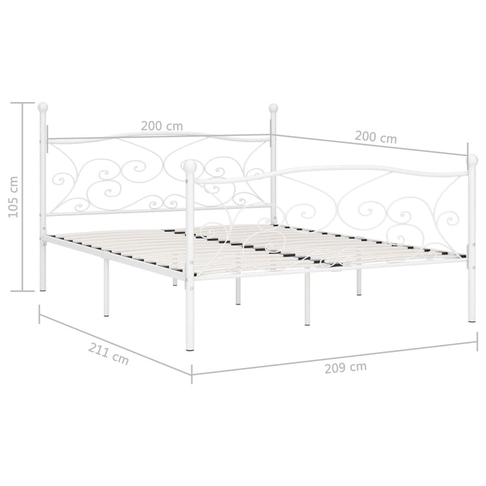 Bedframe met lattenbodem metaal wit 200x200 cm