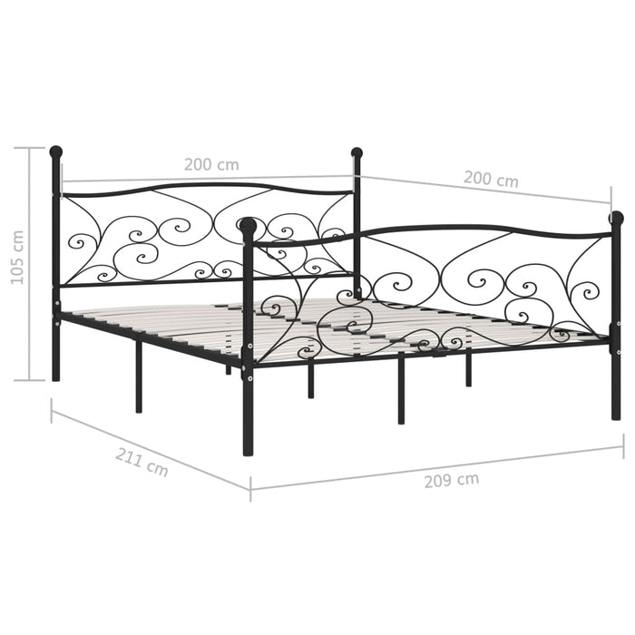 Bedframe met lattenbodem metaal zwart 200x200 cm