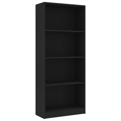 Boekenkast met 4 schappen 60x24x142 cm bewerkt hout zwart