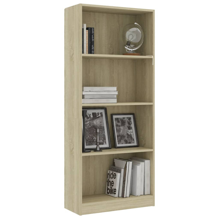 Boekenkast met 4 schappen 60x24x142 cm bewerkt hout sonoma eik