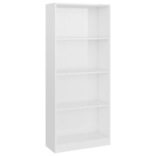 Boekenkast 4 schappen 60x24x142 cm bewerkt hout hoogglans wit