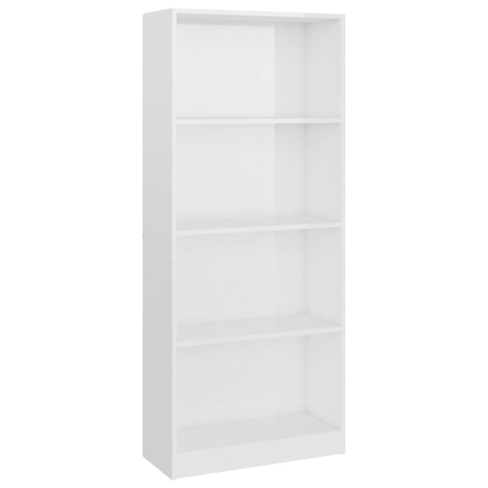 Boekenkast 4 schappen 60x24x142 cm bewerkt hout hoogglans wit