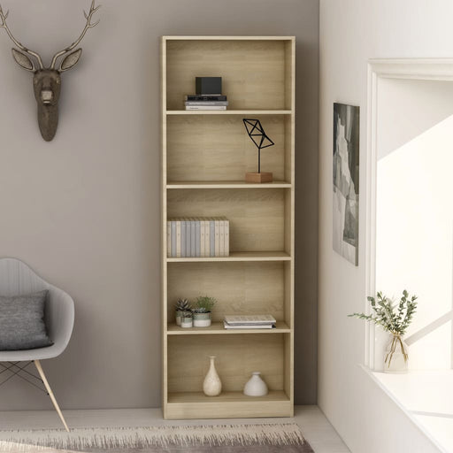 Boekenkast met 5 schappen 60x24x175 cm bewerkt hout sonoma eik