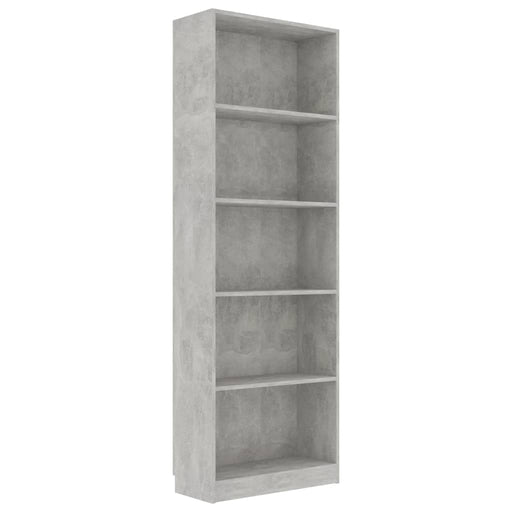 Boekenkast met 5 schappen 60x24x175 cm bewerkt hout betongrijs