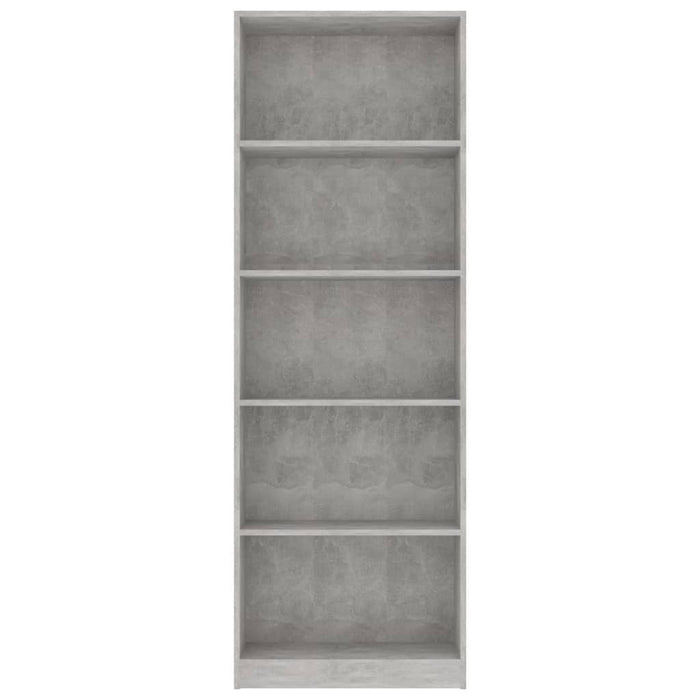 Boekenkast met 5 schappen 60x24x175 cm bewerkt hout betongrijs