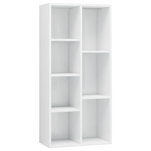 Boekenkast 50x25x106 cm bewerkt hout hoogglans wit