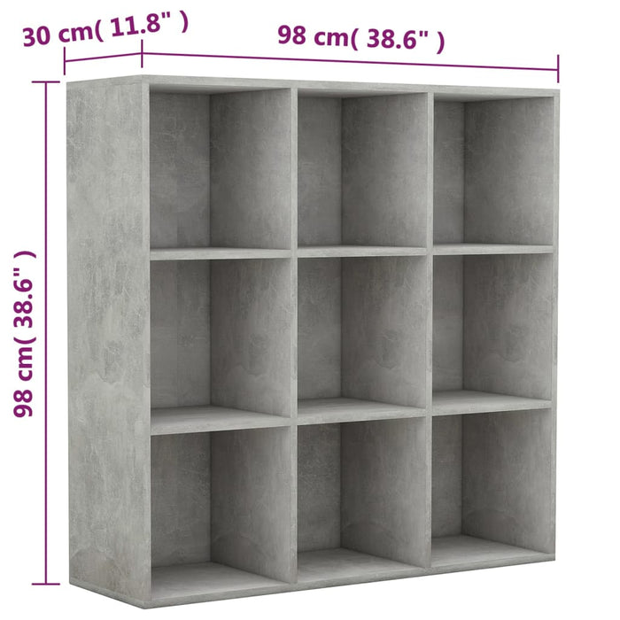 Boekenkast 98x30x98 cm spaanplaat betongrijs