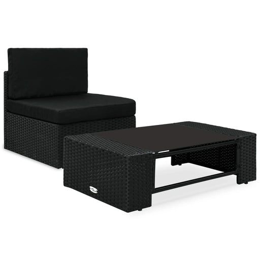 2-delige Loungeset poly rattan zwart