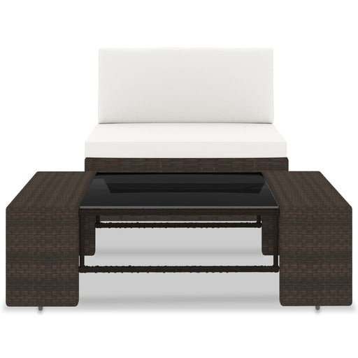 2-delige Loungeset poly rattan bruin