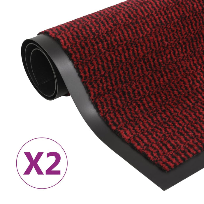 Droogloopmatten 2 st rechthoekig getuft 40x60 cm rood