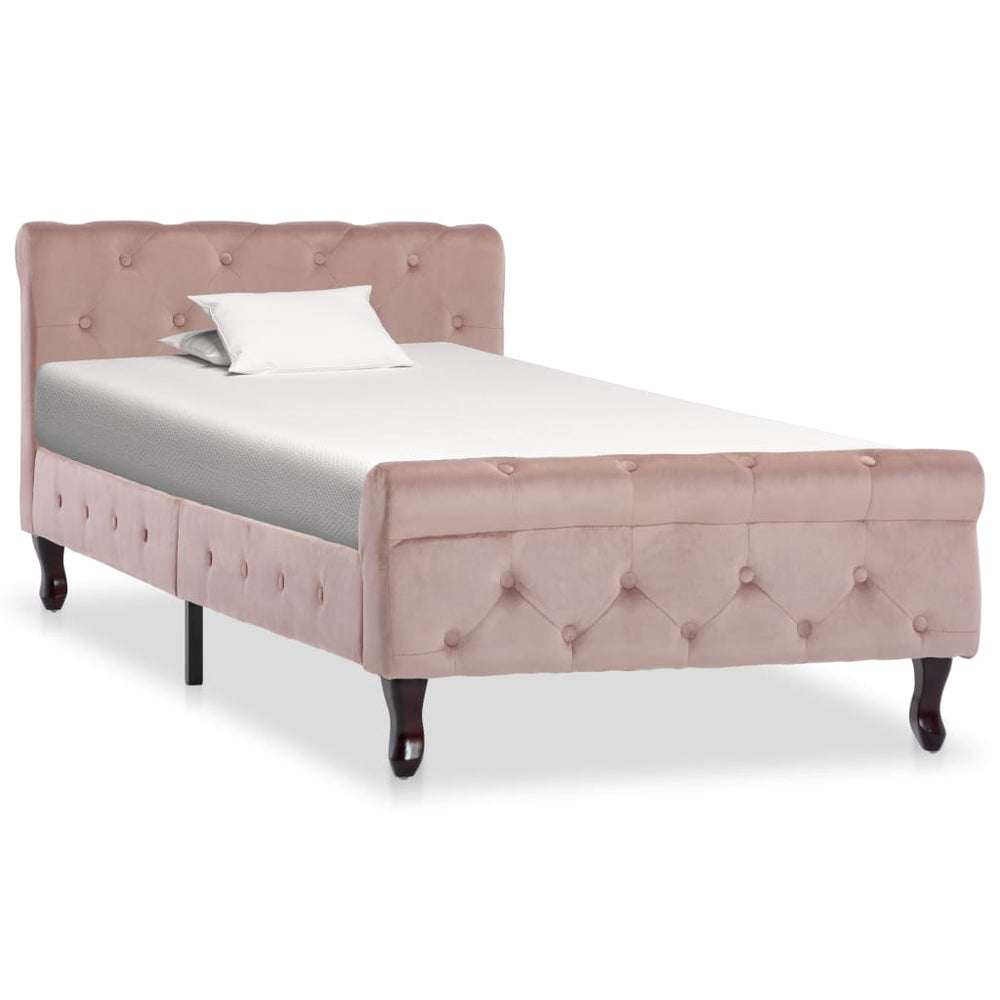 Bedframe fluweel roze 90x200 cm