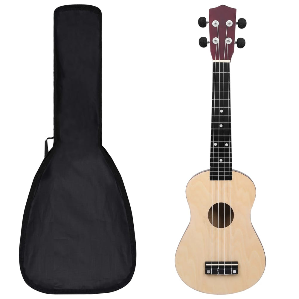 Ukuleleset met tas voor kinderen sopraan 23'' lichthoutkleurig