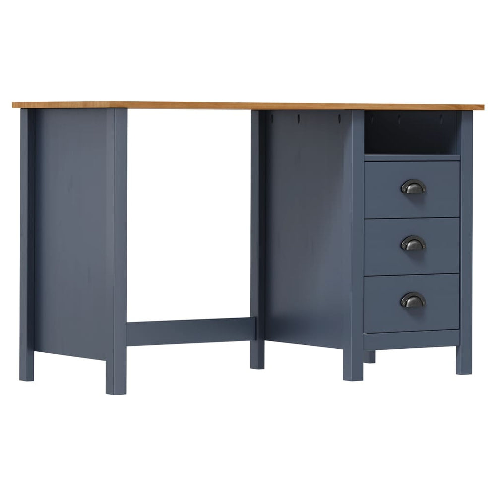 Bureau Hill 3 lades 120x50x74 cm massief grenenhout grijs