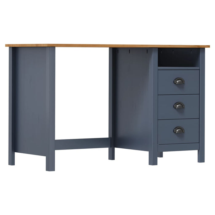 Bureau Hill 3 lades 120x50x74 cm massief grenenhout grijs